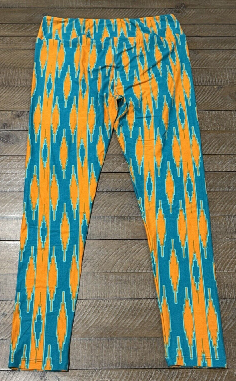 LuLaRoe Tall Curvy leggingsYellow/Blue Pants Pajamas 30” Waist